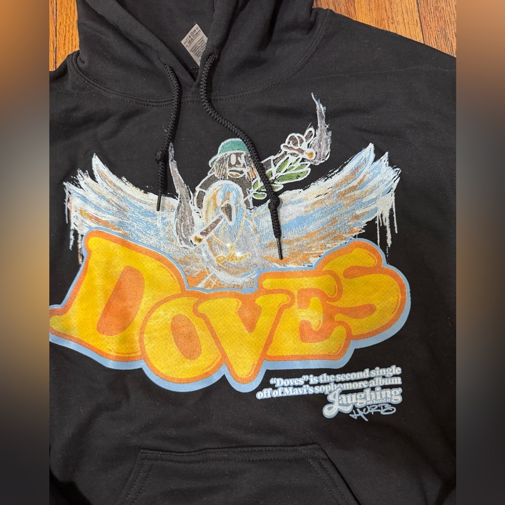Mavi Hoodie  Small  Black Rapper Hip Hop Laughing So Hard It Hurts Doves Graphic
